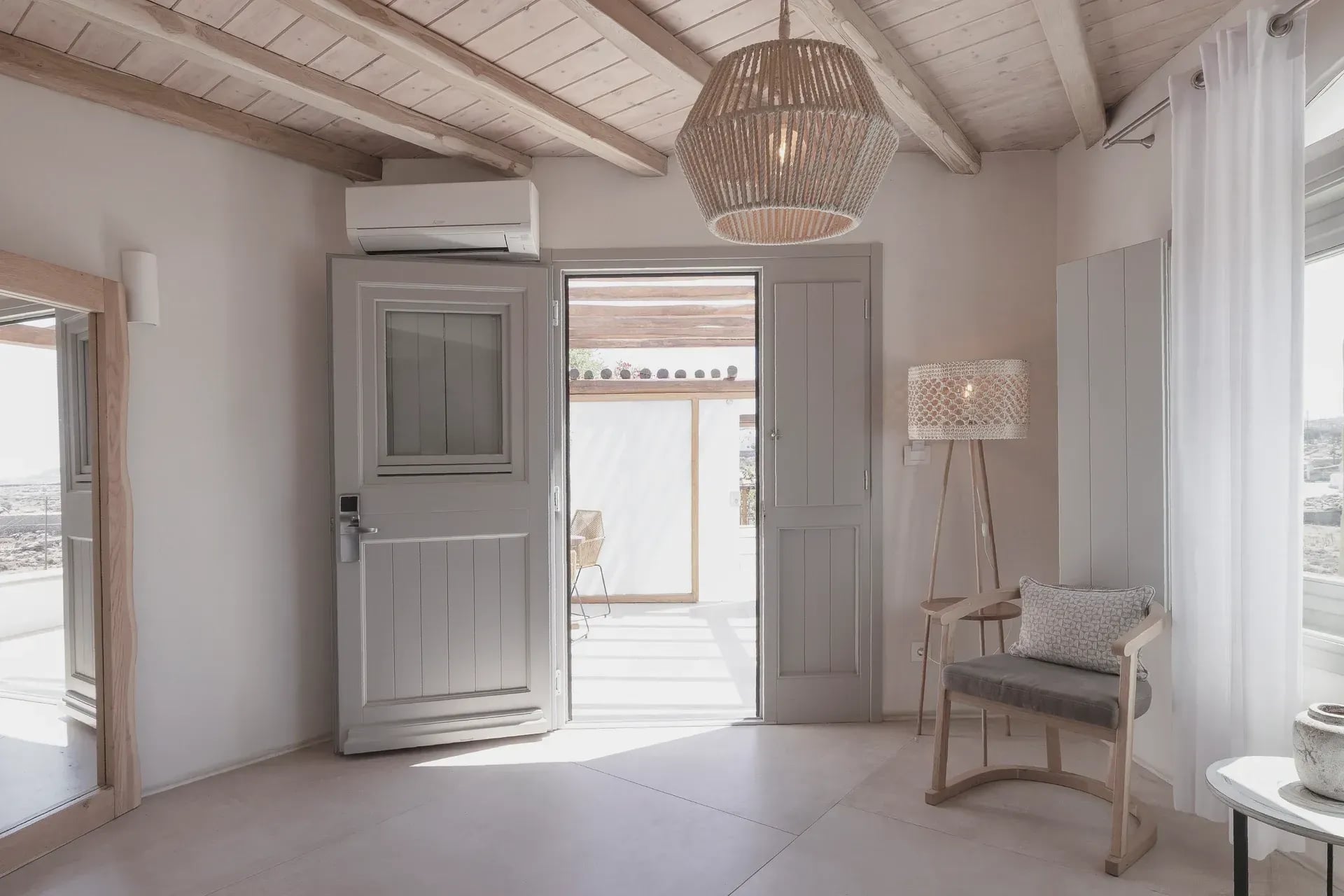 Private entrance door opening onto the suite veranda
