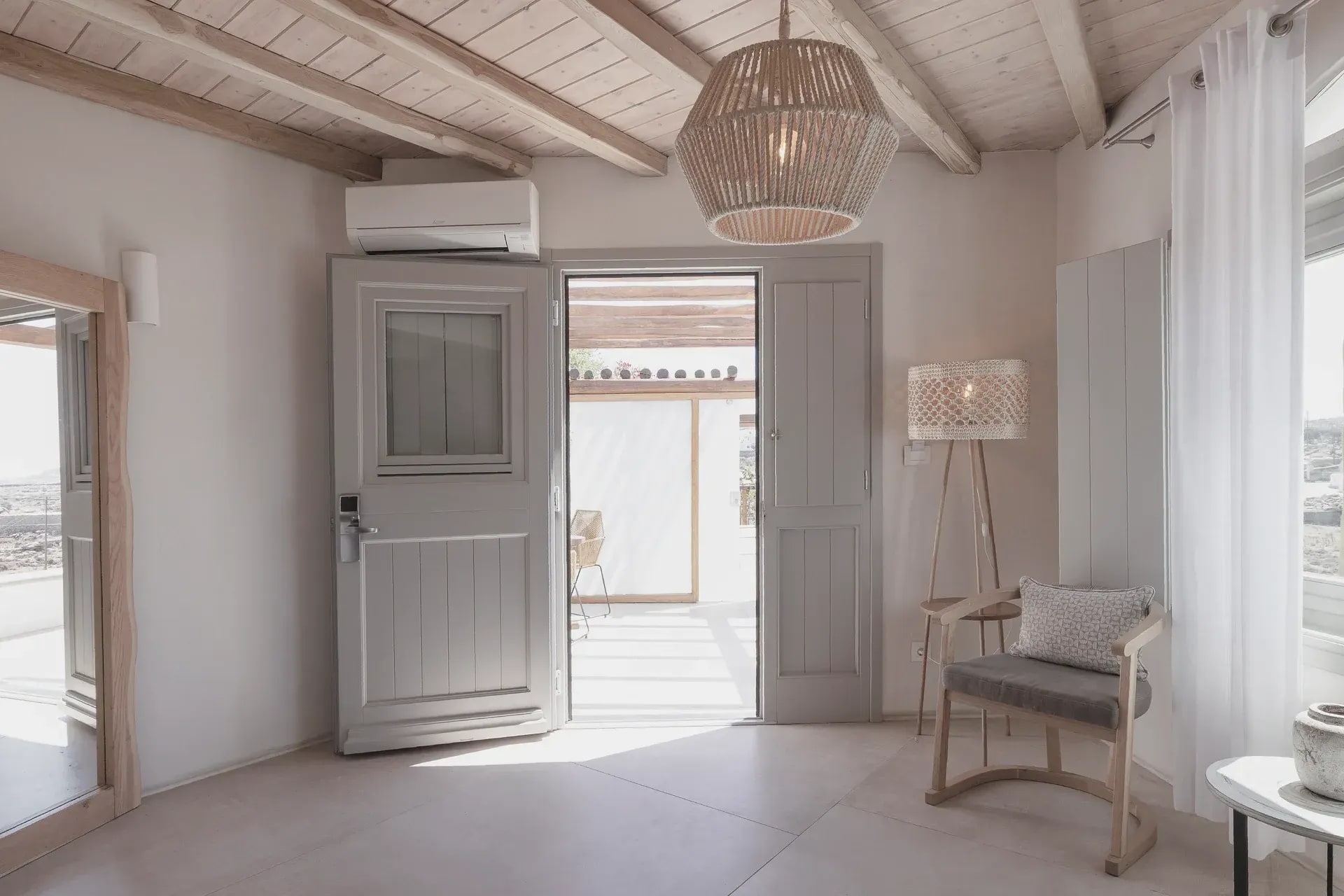 Private entrance door opening onto the suite veranda